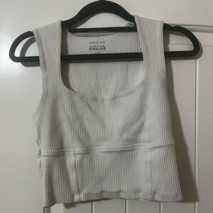 American Eagle Outfitters Ribbed Cream Crop Top